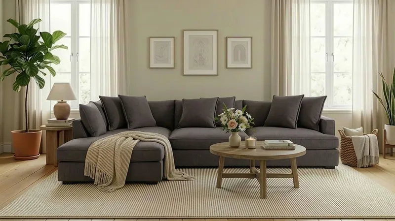 Rossita Lyx 4-istuttava Erittäin syvä Sohva divaanilla Vasen - Tummanharmaa Vakosametti - Huonekalut - Sohva - Divaanisohva