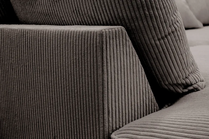 Rossita Lyx 4-istuttava Erittäin syvä Sohva divaanilla Vasen - Tummanharmaa Vakosametti - Huonekalut - Sohva - Divaanisohva