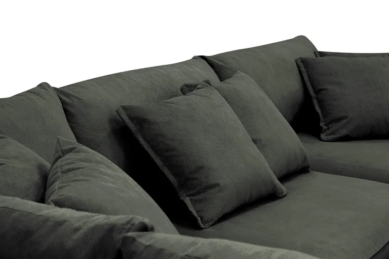 Rossita Lyx 4-istuttava Erittäin syvä Sohva divaanilla Vasen - Tummanvihreä Vakosametti - Huonekalut - Sohva - Divaanisohva