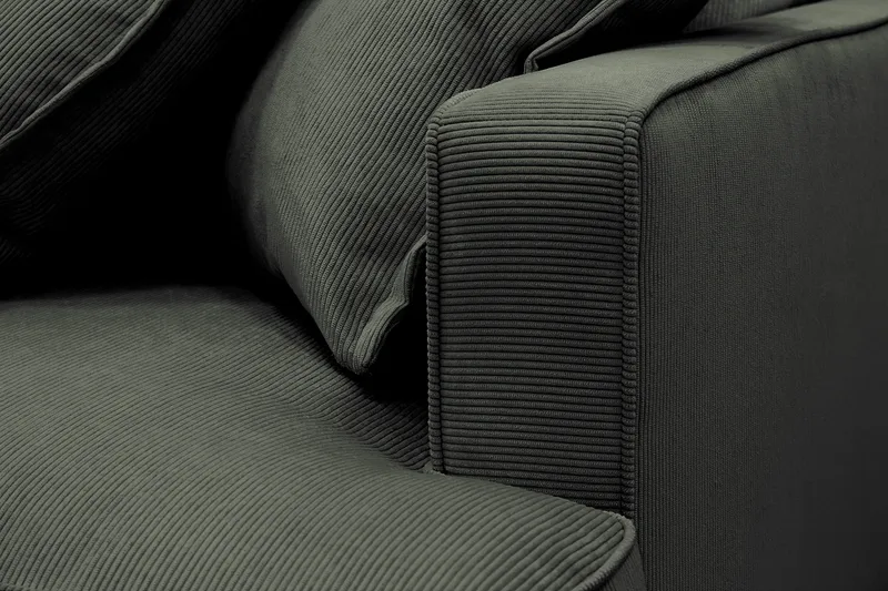 Rossita Lyx 4-istuttava Erittäin syvä Sohva divaanilla Vasen - Tummanvihreä Vakosametti - Huonekalut - Sohva - Divaanisohva