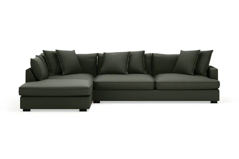 Rossita Lyx 4-istuttava Erittäin syvä Sohva divaanilla Vasen - Tummanvihreä Vakosametti - Huonekalut - Sohva - Divaanisohva