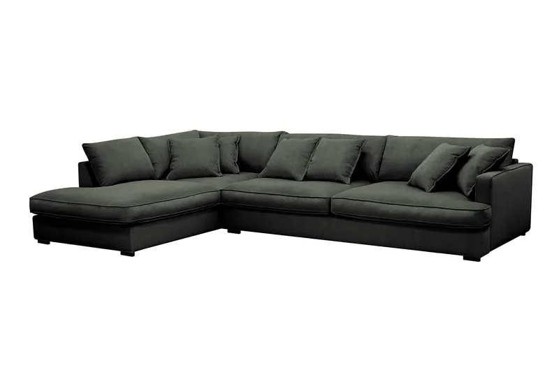 Rossita Lyx 4-istuttava Erittäin syvä Sohva divaanilla Vasen - Tummanvihreä Vakosametti - Huonekalut - Sohva - Divaanisohva