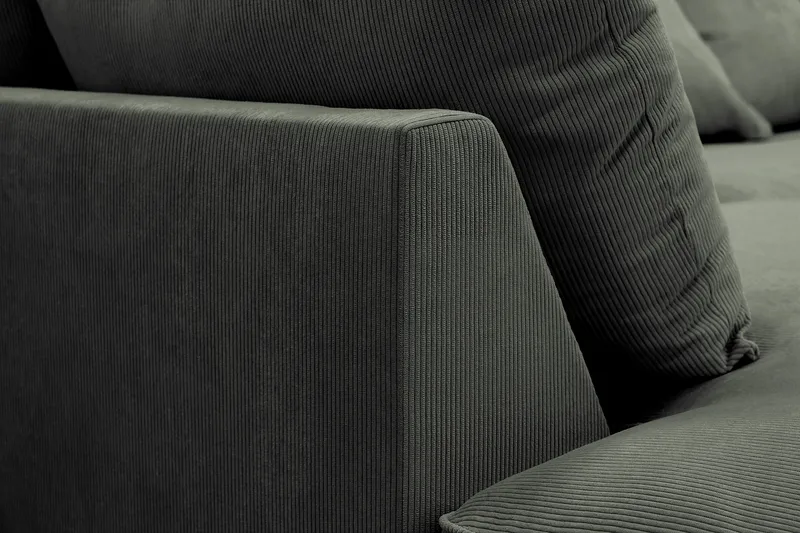 Rossita Lyx 4-istuttava Erittäin syvä Sohva divaanilla Vasen - Tummanvihreä Vakosametti - Huonekalut - Sohva - Divaanisohva