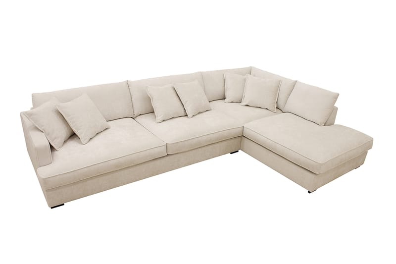 Rossita Lyx 4-istuttava Oikeakätinen L-muotoinen Extra Syvä Divaanisohva Chenille-kankaalla - Beige Chenille - Huonekalut - Sohva - Divaanisohva