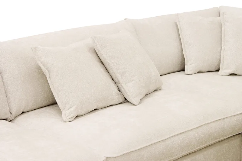 Rossita Lyx 4-istuttava Oikeakätinen L-muotoinen Extra Syvä Divaanisohva Chenille-kankaalla - Beige Chenille - Huonekalut - Sohva - Divaanisohva