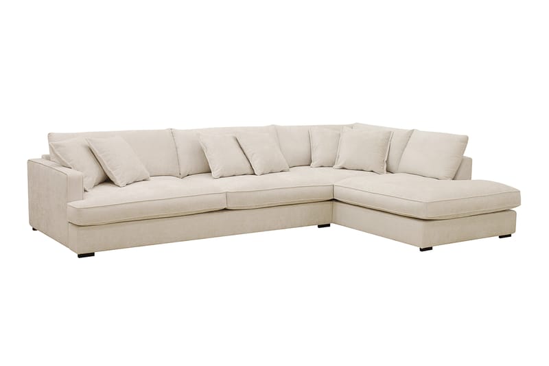 Rossita Lyx 4-istuttava Oikeakätinen L-muotoinen Extra Syvä Divaanisohva Chenille-kankaalla - Beige Chenille - Huonekalut - Sohva - Divaanisohva