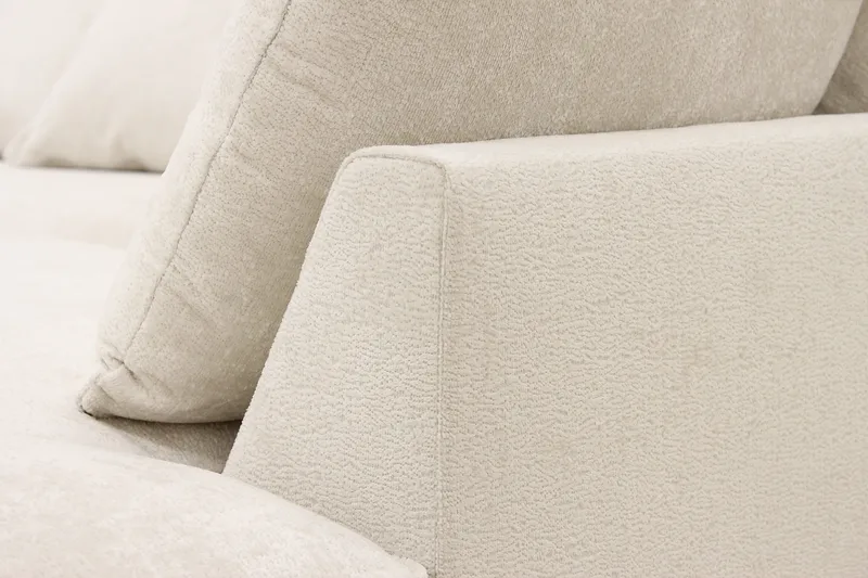 Rossita Lyx 4-istuttava Oikeakätinen L-muotoinen Extra Syvä Divaanisohva Chenille-kankaalla - Beige Chenille - Huonekalut - Sohva - Divaanisohva