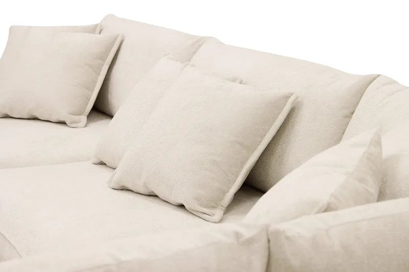 Rossita Lyx 4-istuttava Oikeakätinen L-muotoinen Extra Syvä Divaanisohva Chenille-kankaalla - Beige Chenille - Huonekalut - Sohva - Divaanisohva
