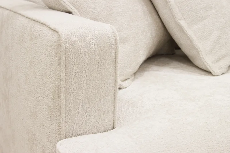 Rossita Lyx 4-istuttava Oikeakätinen L-muotoinen Extra Syvä Divaanisohva Chenille-kankaalla - Beige Chenille - Huonekalut - Sohva - Divaanisohva
