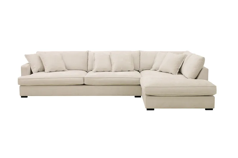 Rossita Lyx 4-istuttava Oikeakätinen L-muotoinen Extra Syvä Divaanisohva Chenille-kankaalla - Beige Chenille - Huonekalut - Sohva - Divaanisohva
