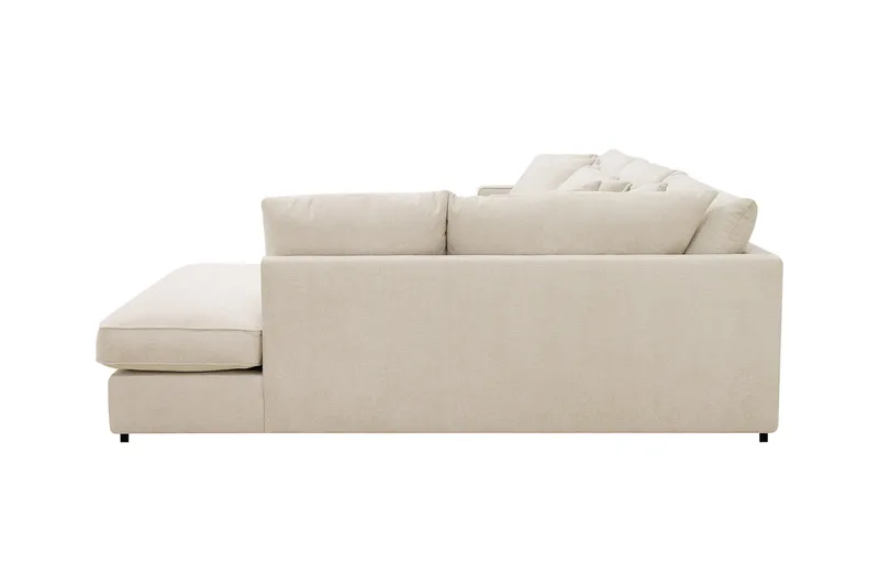 Rossita Lyx 4-istuttava Oikeakätinen L-muotoinen Extra Syvä Divaanisohva Chenille-kankaalla - Beige Chenille - Huonekalut - Sohva - Divaanisohva