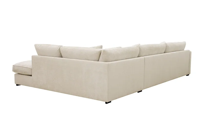 Rossita Lyx 4-istuttava Oikeakätinen L-muotoinen Extra Syvä Divaanisohva Chenille-kankaalla - Beige Chenille - Huonekalut - Sohva - Divaanisohva