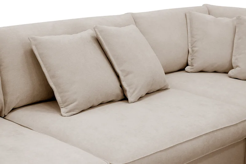 Rossita Lyx 4-istuttava Oikeakätinen L-muotoinen Extra Syvä Divaanisohva Kankaalla - Beige Kangas - Huonekalut - Sohva - Divaanisohva
