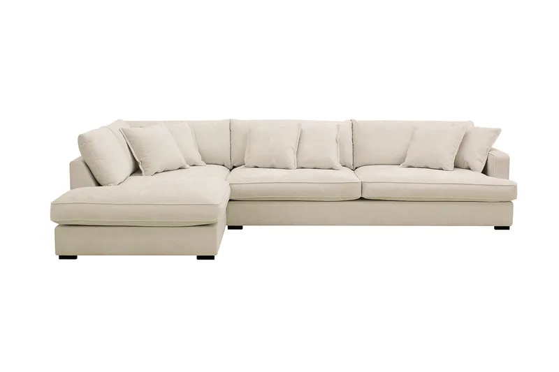 Rossita Lyx 4-istuttava Vasenkätinen L-muotoinen Extra Syvä Divaanisohva Chenille-kankaalla, Beige Chenille