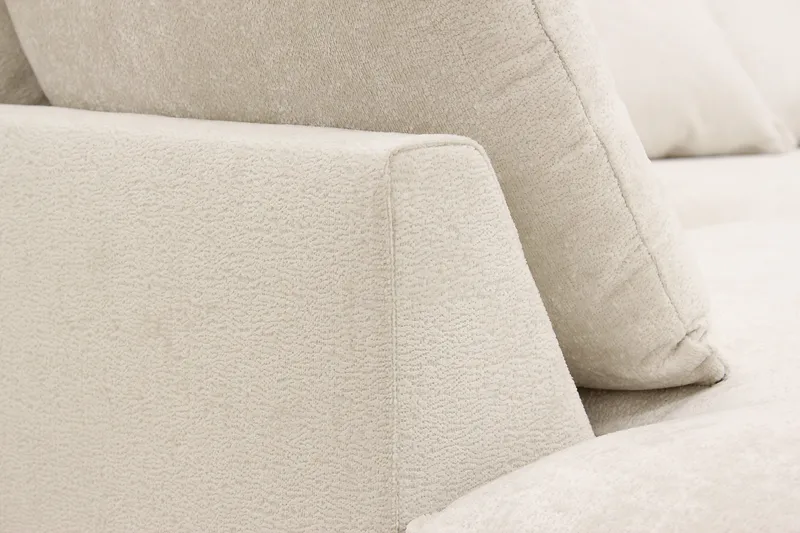 Rossita Lyx 4-istuttava Vasenkätinen L-muotoinen Extra Syvä Divaanisohva Chenille-kankaalla - Beige Chenille - Huonekalut - Sohva - Divaanisohva