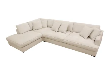 Rossita Lyx 4-istuttava Vasenkätinen L-muotoinen Extra Syvä Divaanisohva Chenille-kankaalla - Beige Chenille - Huonekalut - Sohva - Divaanisohva