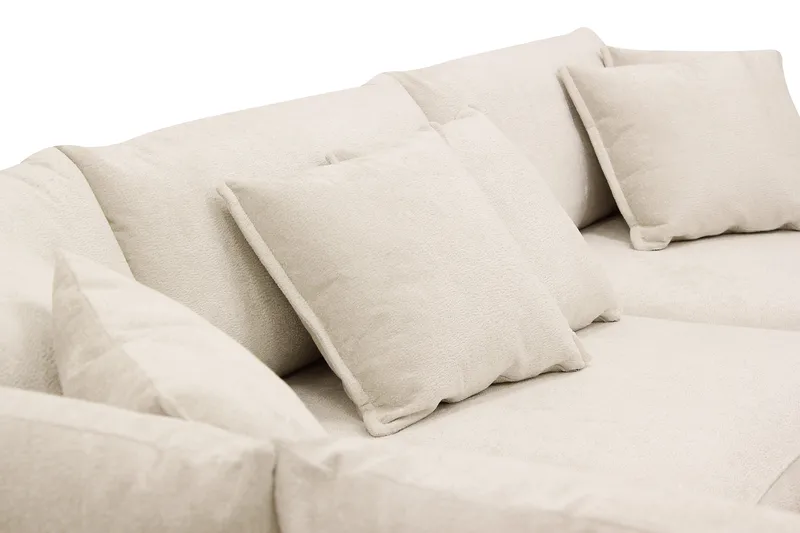 Rossita Lyx 4-istuttava Vasenkätinen L-muotoinen Extra Syvä Divaanisohva Chenille-kankaalla - Beige Chenille - Huonekalut - Sohva - Divaanisohva