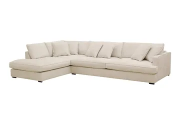 Rossita Lyx 4-istuttava Vasenkätinen L-muotoinen Extra Syvä Divaanisohva Chenille-kankaalla - Beige Chenille - Huonekalut - Sohva - Divaanisohva