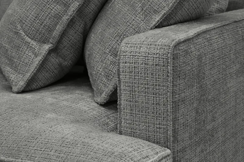 Rossita Lyx 4-istuttava Vasenkätinen L-muotoinen Extra Syvä Divaanisohva Chenille-kankaalla - Harmaa Chenille - Huonekalut - Sohva - Divaanisohva