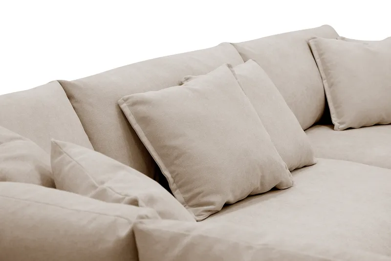 Rossita Lyx 4-istuttava Vasenkätinen L-muotoinen Extra Syvä Divaanisohva Kankaalla - Beige Kangas - Huonekalut - Sohva - Divaanisohva