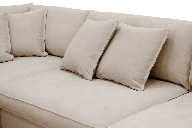 Rossita Lyx 4-istuttava Vasenkätinen L-muotoinen Extra Syvä Divaanisohva Kankaalla - Beige Kangas - Huonekalut - Sohva - Divaanisohva