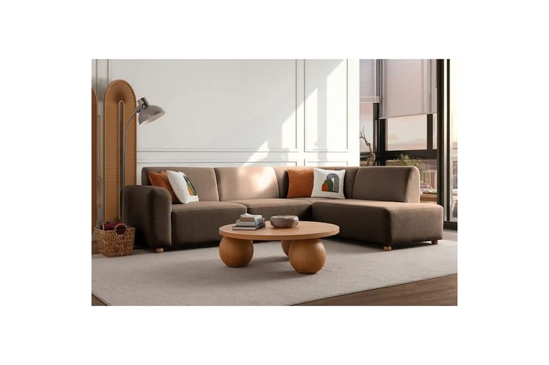 Rynvar Sohva divaanilla 4-istuttava - Ruskea - Huonekalut - Sohva - Divaanisohva