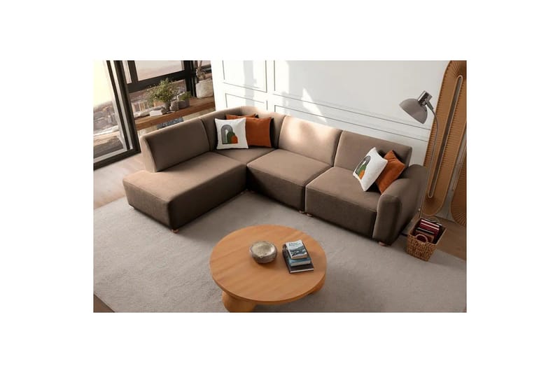 Rynvar Sohva divaanilla 4-istuttava - Ruskea - Huonekalut - Sohva - Moduulisohva - Moduulisohvakokonaisuus