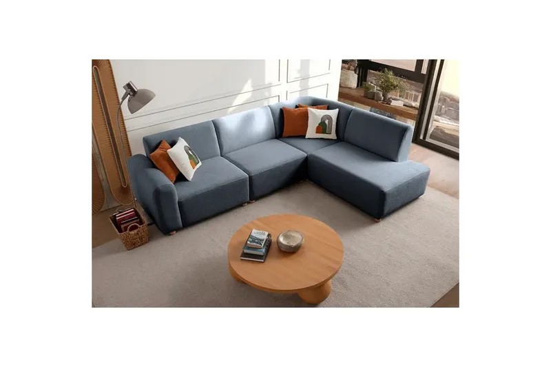 Rynvar Sohva divaanilla 4-istuttava - Sininen - Huonekalut - Sohva - Moduulisohva - Moduulisohvakokonaisuus