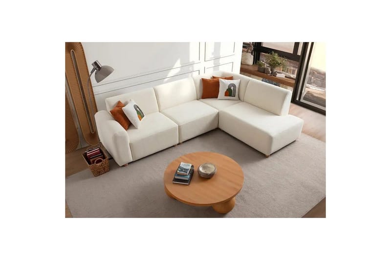 Rynvar Sohva divaanilla 4-istuttava - Valkoinen - Huonekalut - Sohva - Moduulisohva - Moduulisohvakokonaisuus