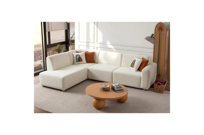 Rynvar Sohva divaanilla 4-istuttava - Valkoinen - Huonekalut - Sohva - Divaanisohva