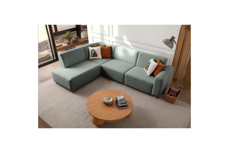 Rynvar Sohva divaanilla 4-istuttava - Vihreä - Huonekalut - Sohva - Divaanisohva