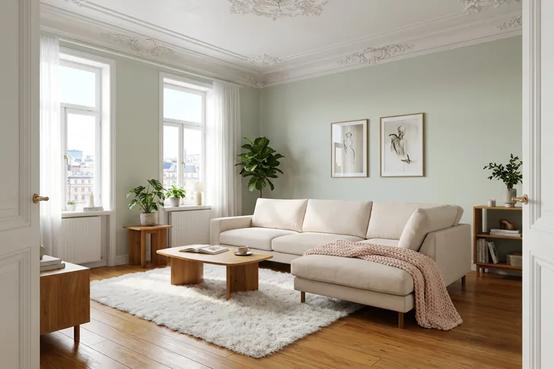 Scandi 4-istuttava syvä vakosamettisohva oikeanpuoleisella lepotuoliosalla - Beige - Huonekalut - Sohva - Divaanisohva
