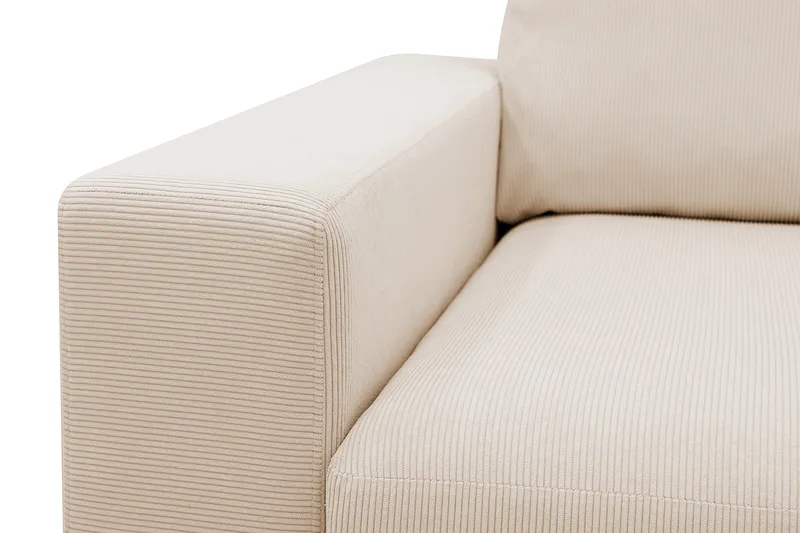Scandi 4-istuttava syvä vakosamettisohva oikeanpuoleisella lepotuoliosalla - Beige - Huonekalut - Sohva - Divaanisohva