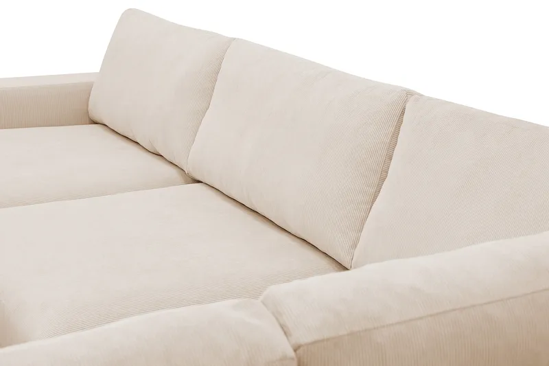 Scandi 4-istuttava syvä vakosamettisohva oikeanpuoleisella lepotuoliosalla - Beige - Huonekalut - Sohva - Divaanisohva