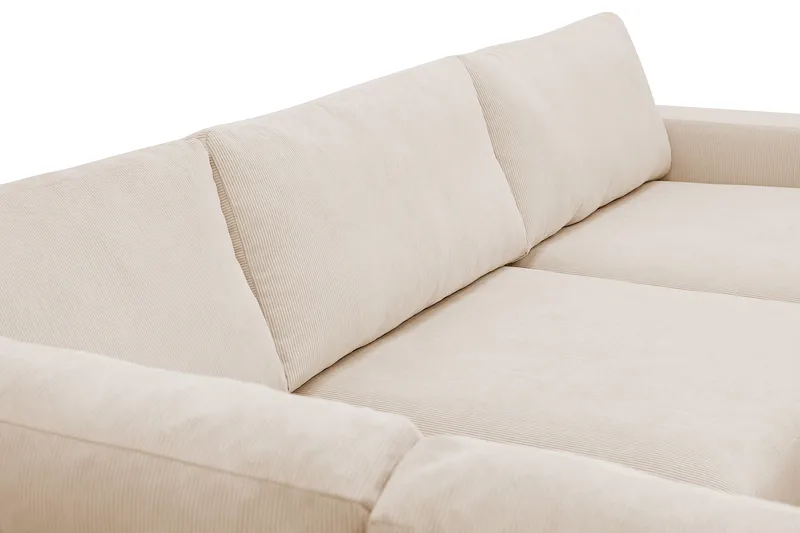 Scandi Deep 4-istuttava sohva vasemmanpuoleisella divaanilla, Vakosametti - Beige - Huonekalut - Sohva - Divaanisohva