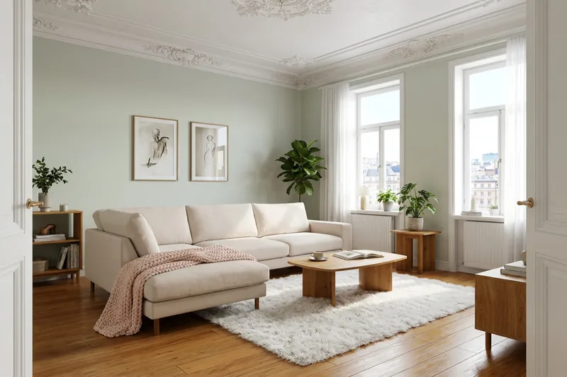 Scandi Deep 4-istuttava sohva vasemmanpuoleisella divaanilla, Vakosametti - Beige - Huonekalut - Sohva - Divaanisohva