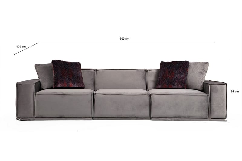 Sohva divaanilla Woodlaw 3:n ist - Harmaa - Huonekalut - Sohva - 3:n istuttava sohva