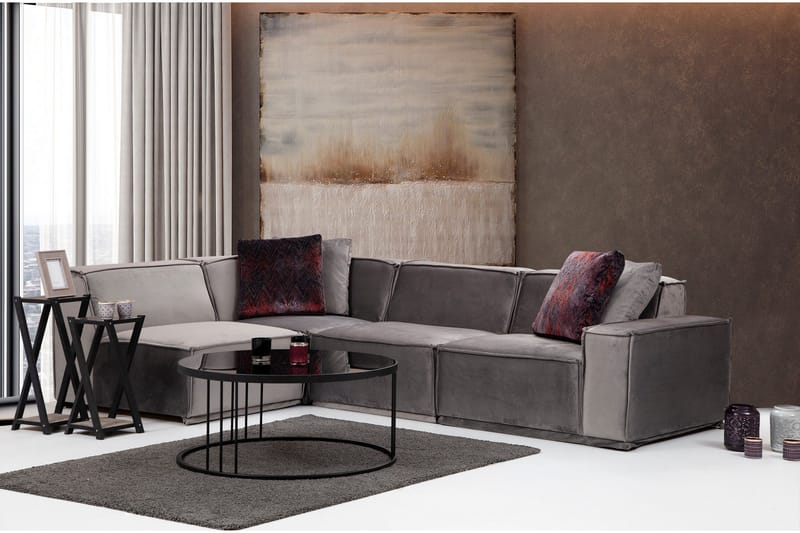 Sohva divaanilla Woodlaw 4:n ist - Harmaa - Huonekalut - Sohva - Kulmasohva