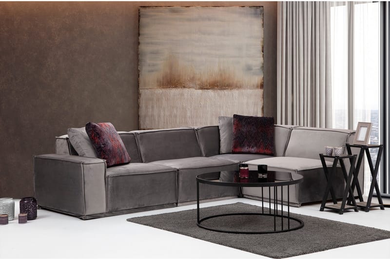 Sohva divaanilla Woodlaw 4:n ist - Harmaa - Huonekalut - Sohva - Kulmasohva