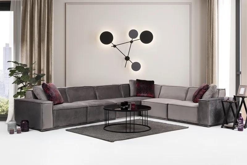 Sohva divaanilla Woodlaw 6:n ist - Harmaa - Huonekalut - Sohva - Kulmasohva