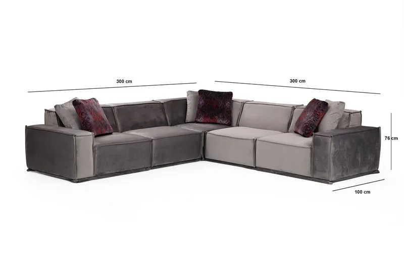 Sohva divaanilla Woodlaw 6:n ist - Harmaa - Huonekalut - Sohva - Kulmasohva