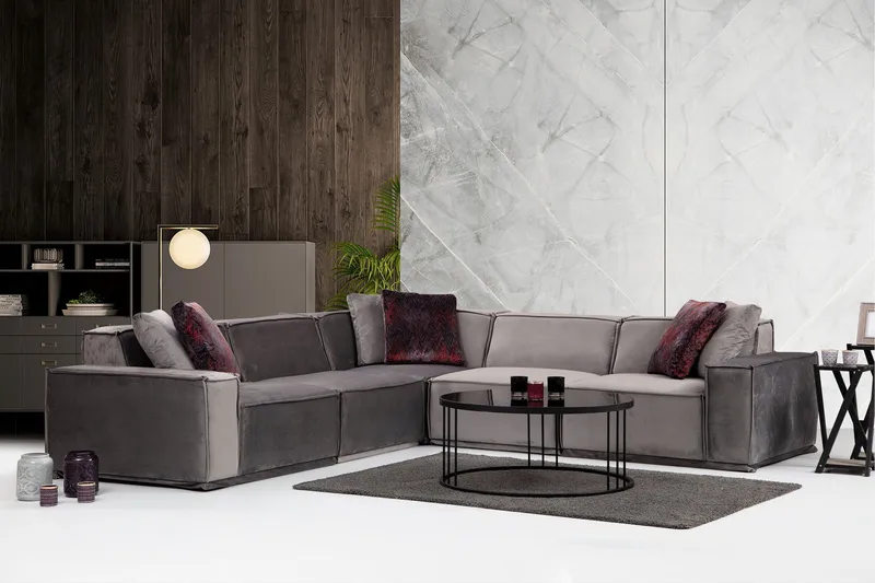 Sohva divaanilla Woodlaw 6:n ist - Harmaa - Huonekalut - Sohva - Kulmasohva