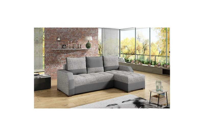 Sohva Eltap Aris 250x90 x150 cm - Berlin 01, Soft 29, harmaa - Huonekalut - Sohva - Divaanisohva - 3 istuttava sohva divaanilla