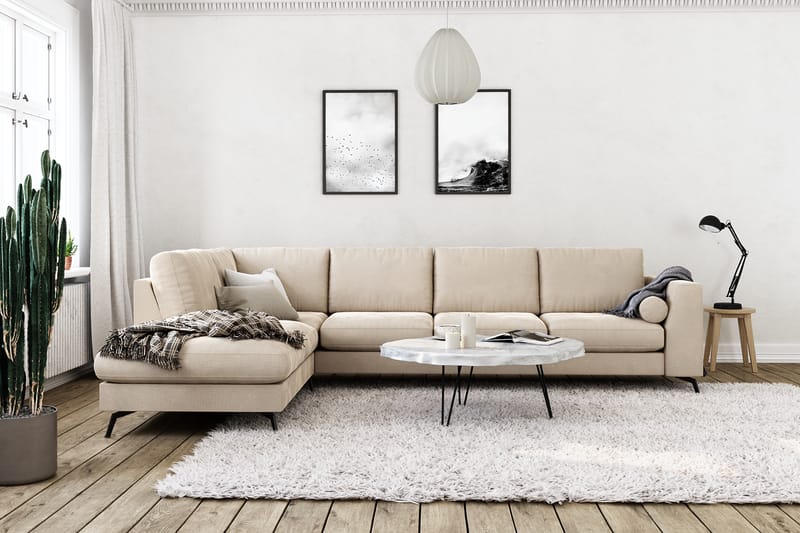 Sohva Friday Lyx 4:n ist avopäädyllä Vasen Sametti - Beige - Huonekalut - Sohva - Divaanisohva