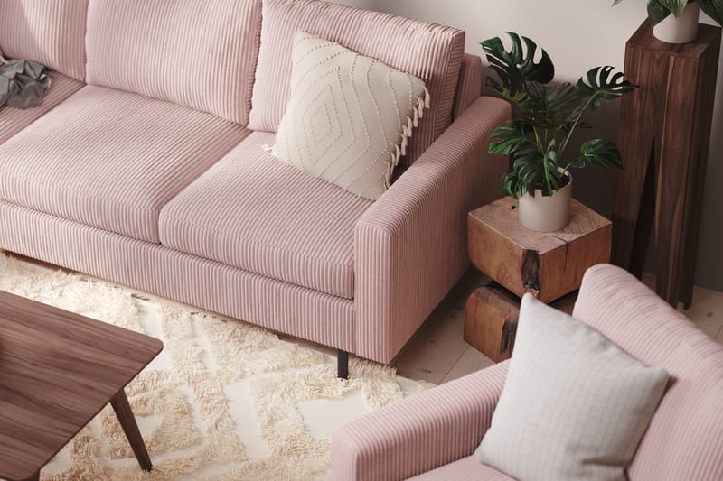 Peppe 4-istuttava Vasenkätinen L-muotoinen Divaanisohva Manchesterista - Vaaleanpunainen - Huonekalut - Sohva - Divaanisohva