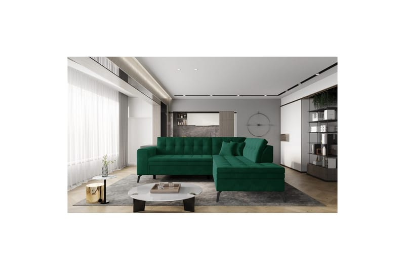 Sohvaosa Eltap Lanvin 260x210x93 cm - Lukso 35, Tummanvihreä, Oikea - Huonekalut - Sohva - Divaanisohva