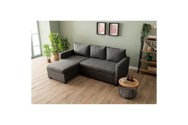 Tareen Sohva divaanilla 3-hengen - Tummanharmaa - Huonekalut - Sohva - Divaanisohva - 3 istuttava sohva divaanilla