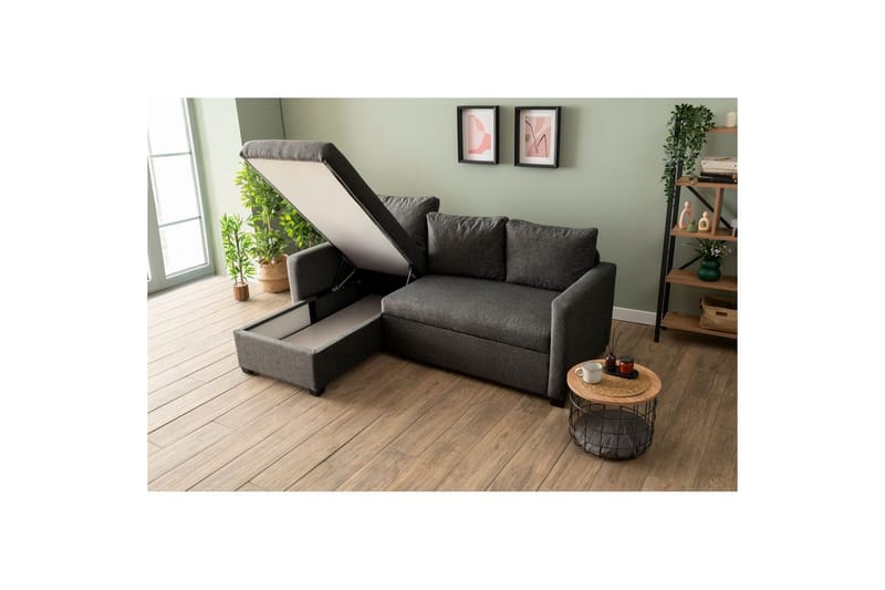 Tareen Sohva divaanilla 3-hengen - Tummanharmaa - Huonekalut - Sohva - Divaanisohva - 3 istuttava sohva divaanilla