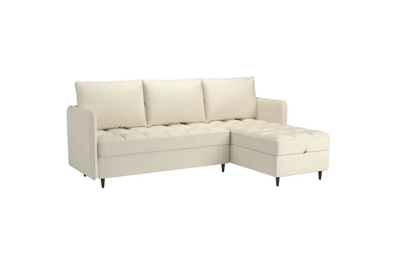 Tavallinen sohva yhdellä divaanilla ilman šezlongia Loft24 Kulmasohva 3-istuttava Loft24 Lindhus Valkoinen - Huonekalut - Sohva - Divaanisohva - 3 istuttava sohva divaanilla