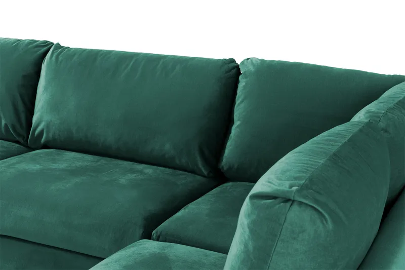 Trend 4-istuttava Oikeakätinen L-muotoinen Leponurkkasohva Sametista - Vihreä - Huonekalut - Sohva - Divaanisohva